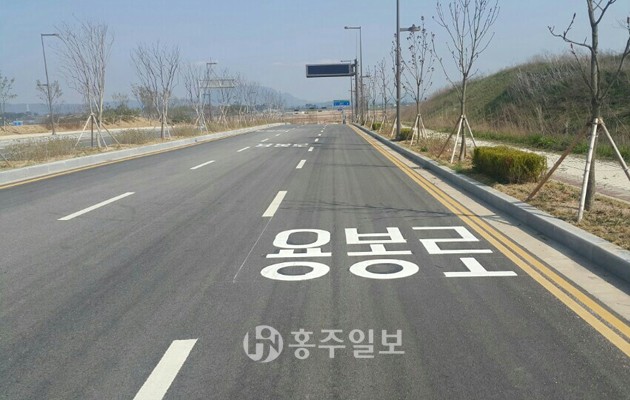 홍성군은 운전자, 보행자가 도로명을 편리하게 찾을 수 있는 도로기반 시설을 확충하고 도로 노면에 해당 도로명을 표기한다.