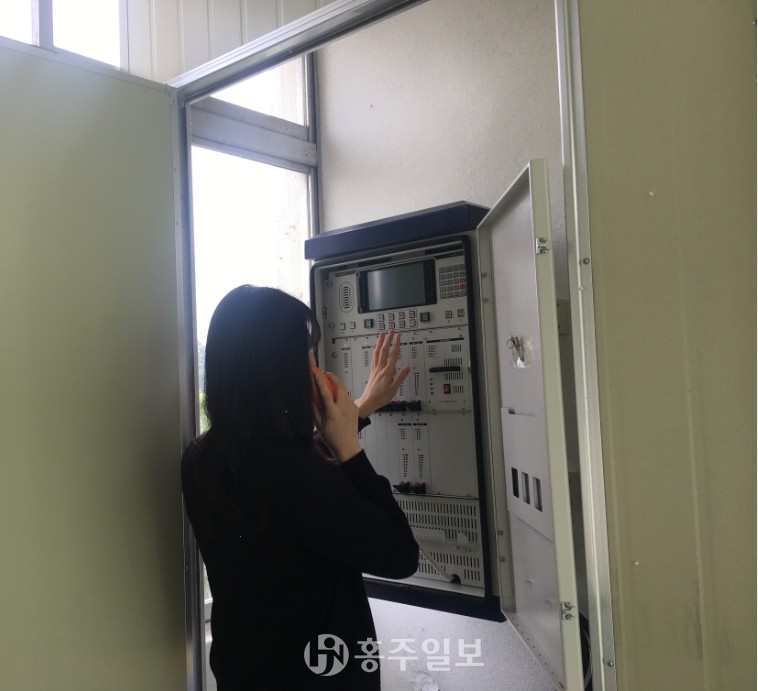 대흥면에 설치된 경보단말 모습.