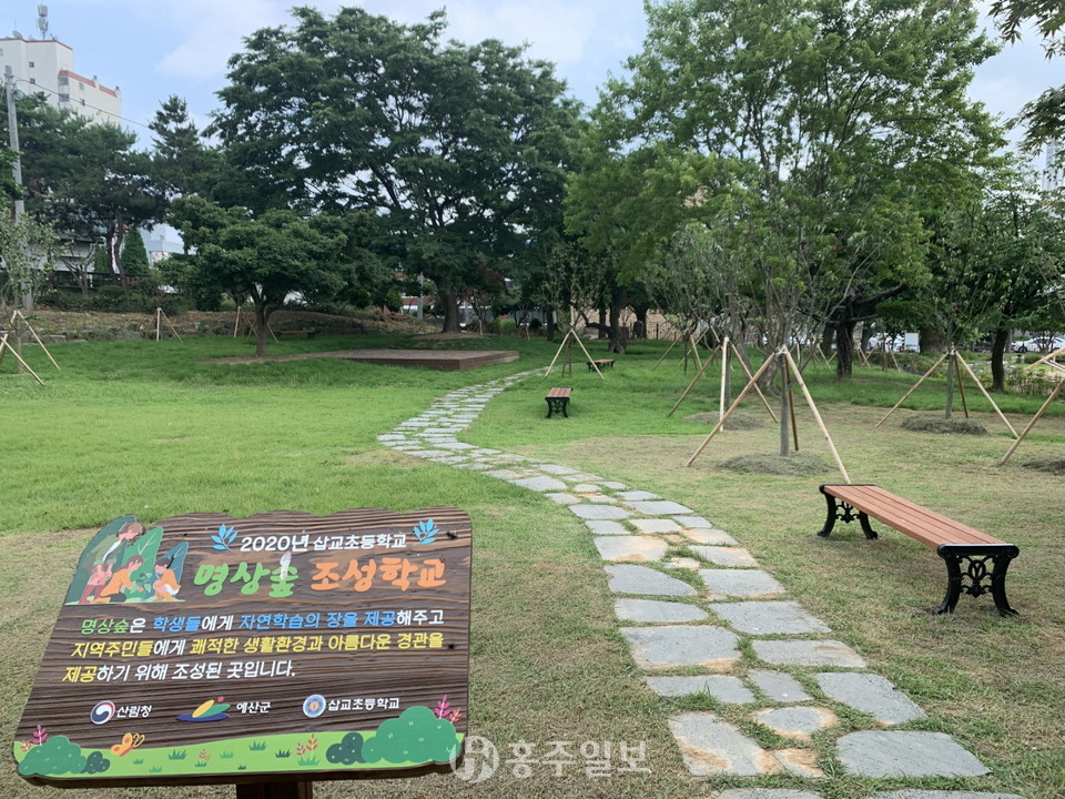 삽교초등학교 내 조성된 명상숲 전경.