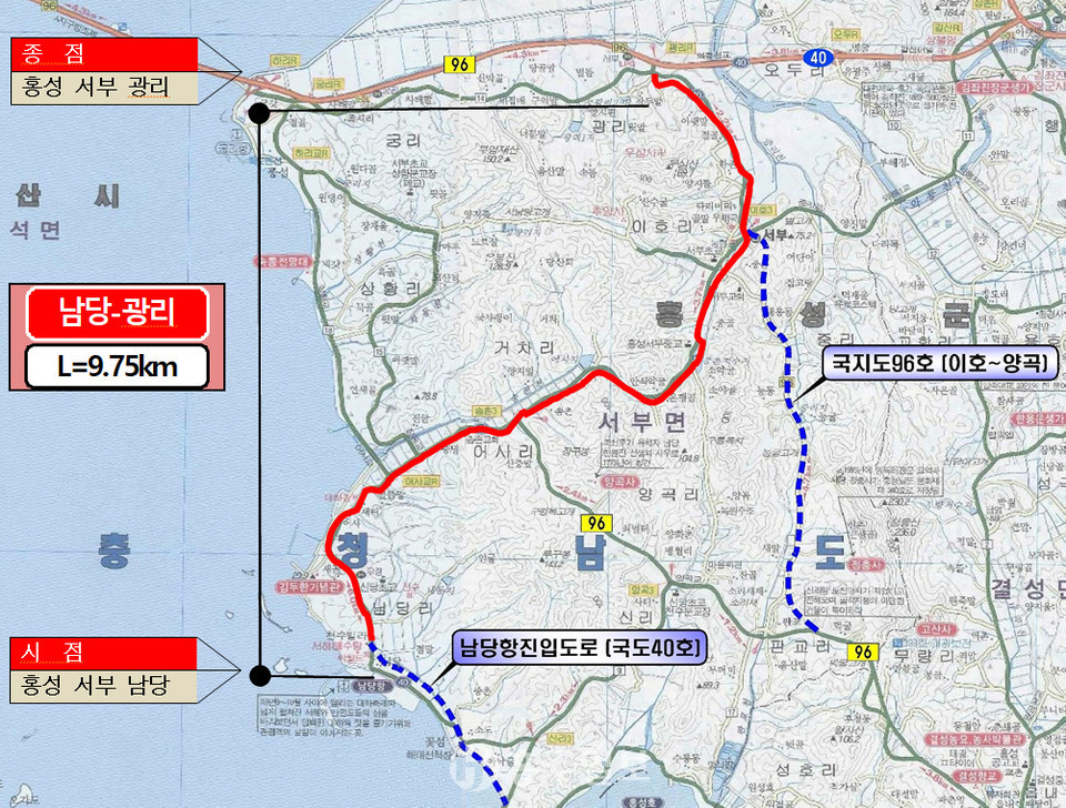 이번 계획에 최종 확정된 도로 구간이 붉은색 선으로 표시돼있다.