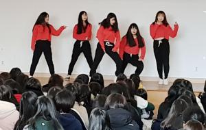 홍성여고(교장 심상룡)가 지난 5~6일 1박2일간 태안군 소원면에 위치한 만리포 청소년수련관에서 신입생 157명을 대상으로 학교적응 프로그램(신입생 오리엔테이션)을 실시했다. 사진은  선배들이 축하공연을 하고 있는 모습이다.