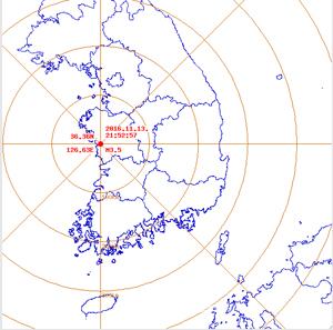충남 보령에서 발생한 규모 3.5지진. 기상청 자료.