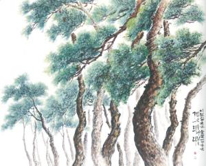 맑은솔바람(100호. 수묵담채. 2016년 작)