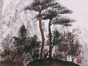산중 고요/한지 위에 먹과 채색.