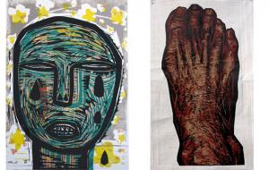 (왼쪽)56X76. 2011 作 , 150X30. 2003 作 