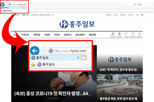 홍주일보는 윈도우에서 인터넷 접속 시, 주소창 좌측에 노출되는 '파비콘'을 등록했다.
