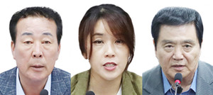 이병국 의회운영위원장(왼쪽), 김기철 행정복지위원장(가운데), 이선균 산업건설위원장(오른쪽).