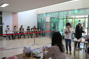 홍북읍 제5투표소인 내포중학교 모습.