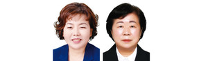 홍성군의원 비례대표 당선자. 왼쪽부터 더불어민주당 이정희, 국민의힘 윤일순.