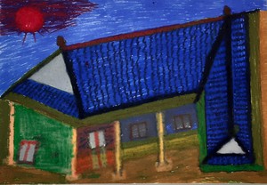 박승하(78) 〈옛 집〉 36×26㎝ 수성싸인펜.