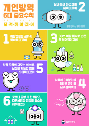 질병관리청 개인방역수칙 준수 홍보 포스터.