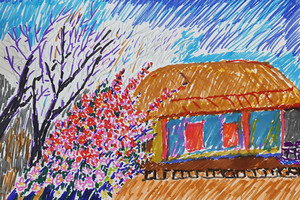 박상만 &lt;복숭아꽃&gt; &nbsp;36×26㎝ 수성싸인펜.
