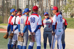 광천고등학교 야구부 훈련모습.