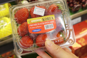 싱가포르에서 판매되는 한국산 딸기.