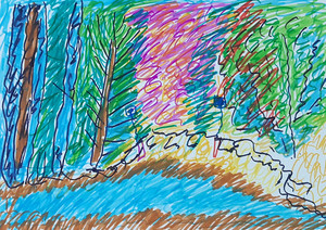 전명자(83) 〈봄나무〉 36×26㎝ 수성싸인펜.