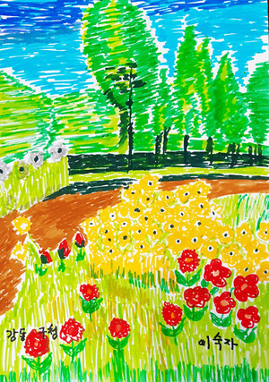 이숙자 〈병원에서 보았던 꽃〉 36×26㎝ 수성싸인펜.