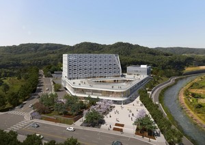 옥암리 일대에 건립 예정인 홍성군 신청사 전경.