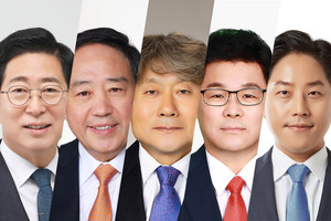 왼쪽부터 더불어민주당 양승조, 국민의힘 강승규, 진보당 김영호, 자유통일당 김헌수, 무소속 어청식 예비후보.