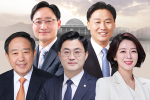 왼쪽부터 홍성·예산 출신 강승규(국민의힘, 예산·홍성), 임광현(더불어민주연합·비례), 이정문(더불어민주당·천안병), 김영진(더불어민주당·수원병, 배현진(국민의힘·송파을) 당선자.