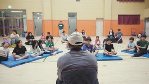 신당초등학교의 캠핑 데이에 실시된 따뜻한 말 한마디 나누기.