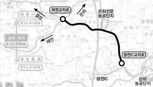 장척~목현 도로건설공사 위치도.