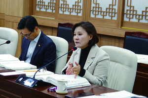 건설교통과의 2025년도 주요업무계획 보고 후 발언하는 최선경 산업건설위원장(오른쪽).