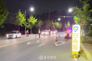 휴가철 음주운전 집중단속을 실시하고 있는 충남경찰들의 모습.