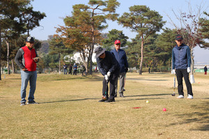 홍성군파크골프장에서 파크골프를 즐기고 있는 동호인들.