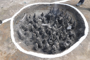 홍주읍성 동남측 성곽 발굴조사에서 대량으로 발견된 함정(檻穽). 김영정 기자