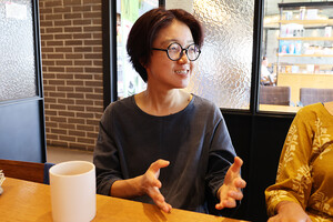 신나영 단원이 홍성비건페스티벌기획단의 구성된 계기와 활동 취지에 대해 설명하고 있다.