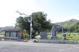 영동군 용화면 용강리마을 입구 전경.