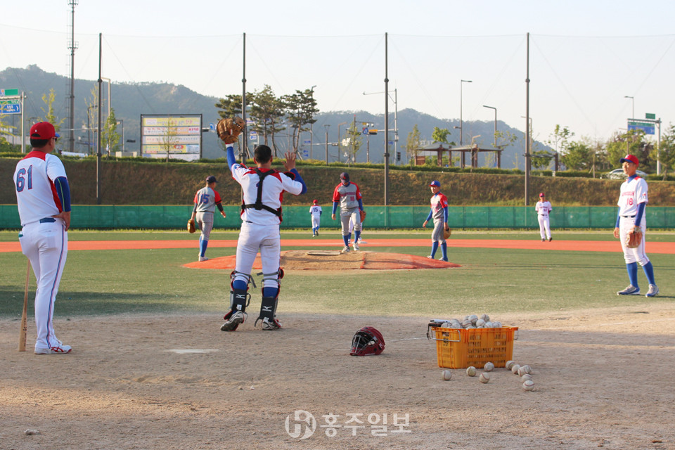 광천고등학교 야구부 훈련모습.