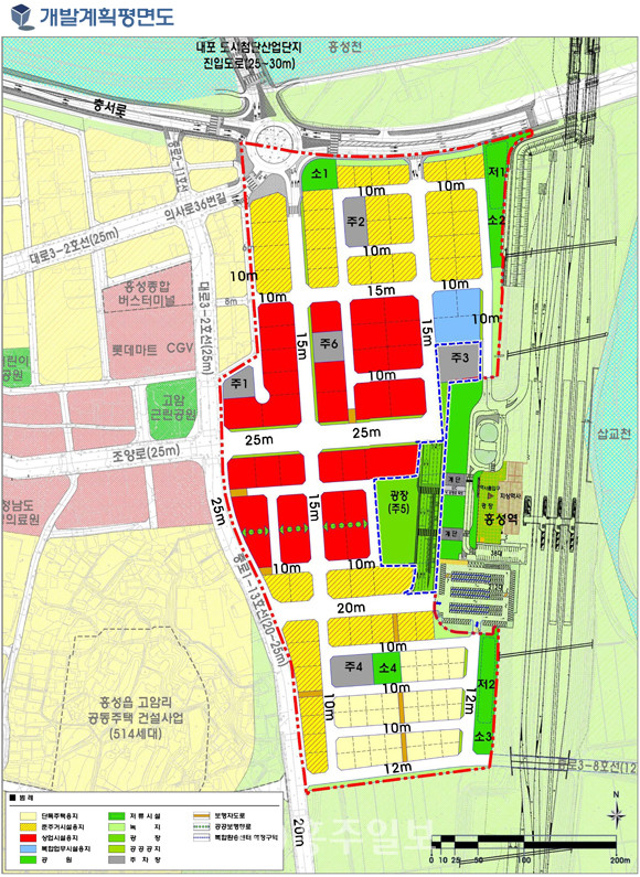 홍성역세권 개발계획 평면도.